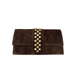 21Jewelz Suede tasje met gouden studs in het midden - bruin