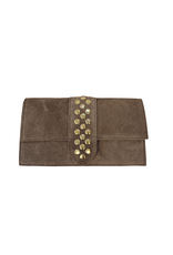 21Jewelz Suede tasje met gouden studs in het midden - taupe