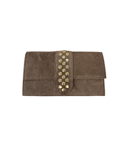 21Jewelz Suede tasje met gouden studs in het midden - taupe