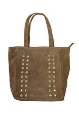 21Jewelz Suede tasje met kleine gouden studs - taupe