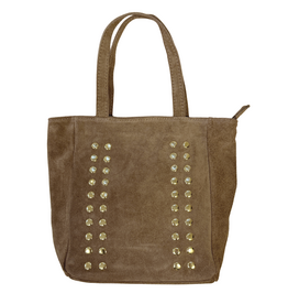 21Jewelz Suede tasje met kleine gouden studs - taupe