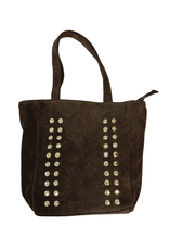 21Jewelz Suede tasje met kleine gouden studs - donkerbruin