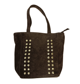 21Jewelz Suede tasje met kleine gouden studs - donkerbruin