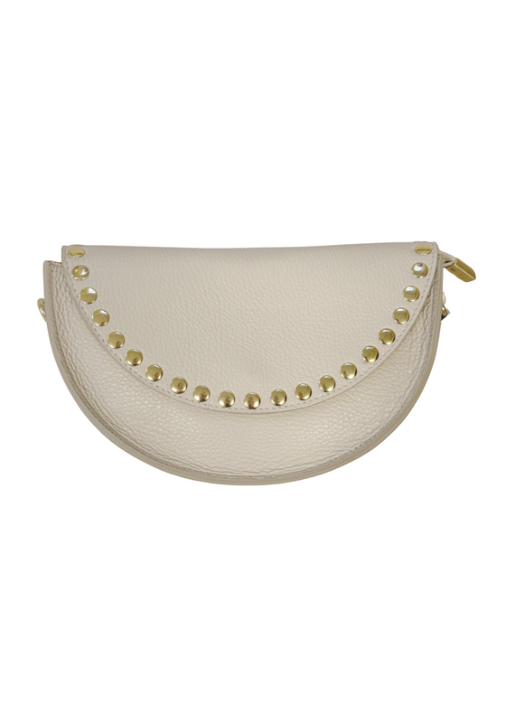 21Jewelz Halfronde tas met studjes - ecru