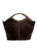21Jewelz Suede shopper met gouden studs - donkerbruin