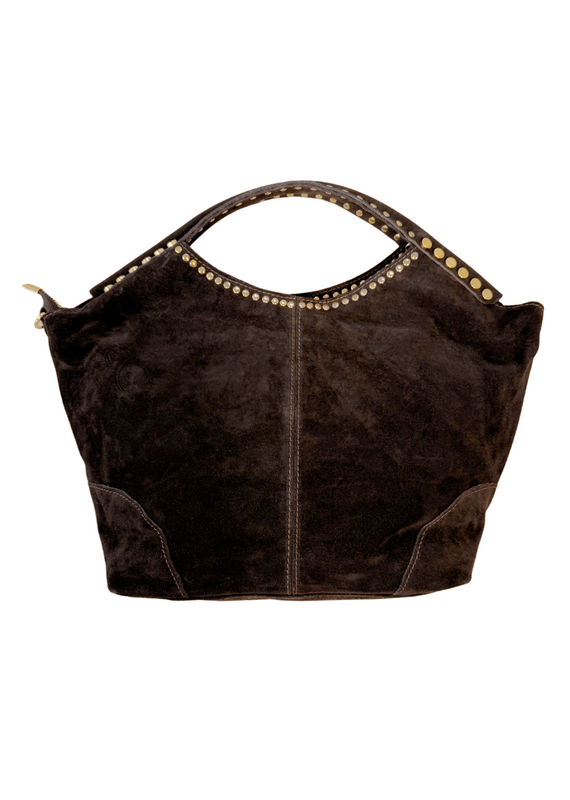21Jewelz Suede shopper met gouden studs - donkerbruin