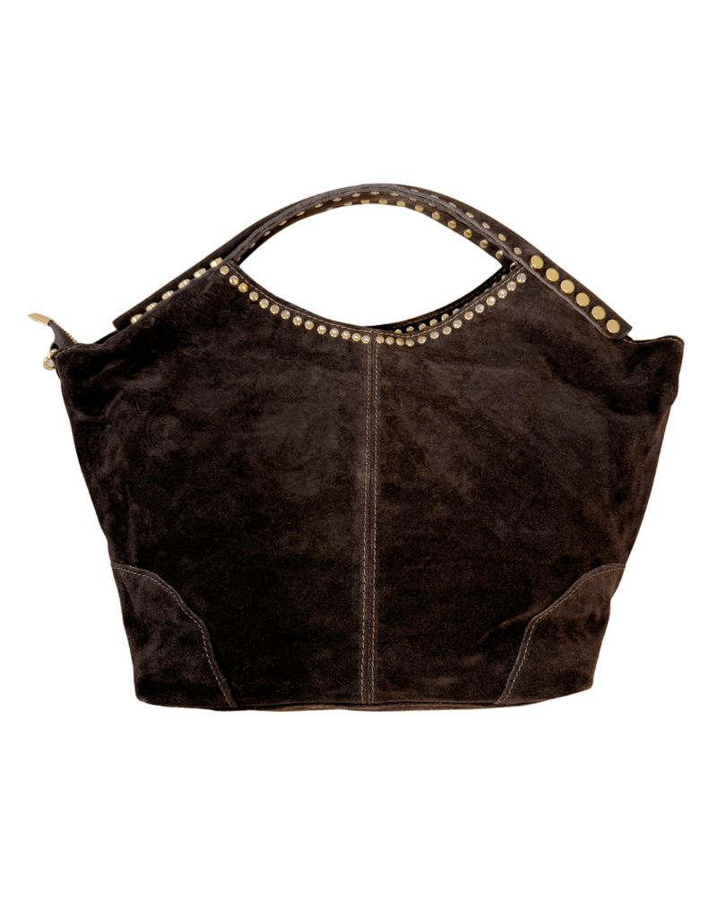 21Jewelz Suede shopper met gouden studs - donkerbruin