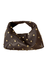 21Jewelz Leren midi tas met gouden studs - donkerbruin