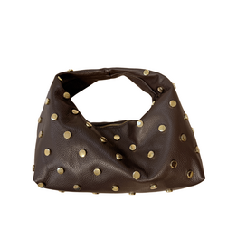 21Jewelz Leren midi tas met gouden studs - donkerbruin