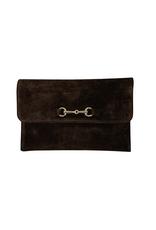 21Jewelz Suede tasje met goud detail - donkerbruin