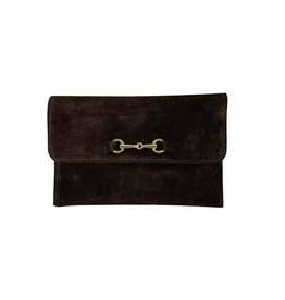 21Jewelz Suede tasje met goud detail - donkerbruin