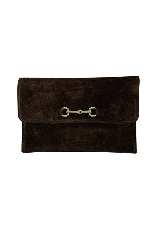 21Jewelz Suede tasje met goud detail - donkerbruin