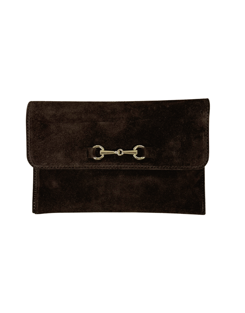 21Jewelz Suede tasje met goud detail - donkerbruin