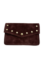 21Jewelz Tasje met gouden studs suede bordeaux