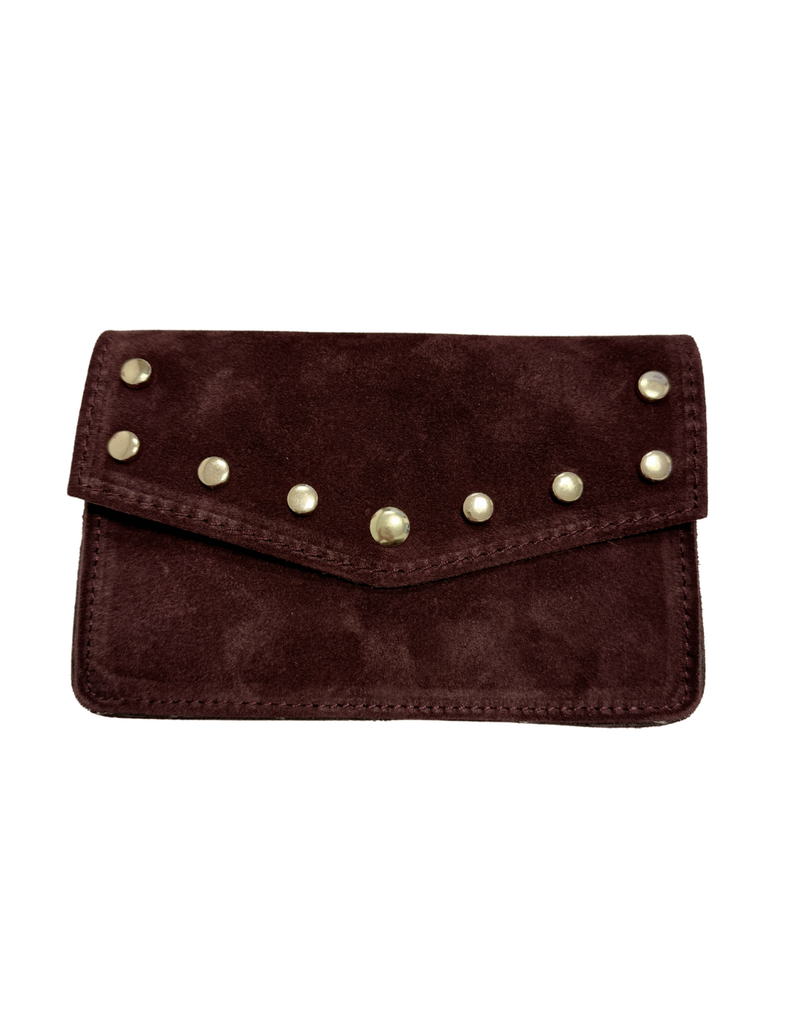 21Jewelz Tasje met gouden studs suede bordeaux