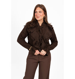 21Jewelz Gebreide trui met ruffles - bruin