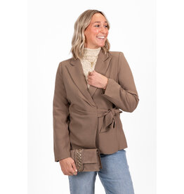 21Jewelz Overslag blazer met strik - taupe