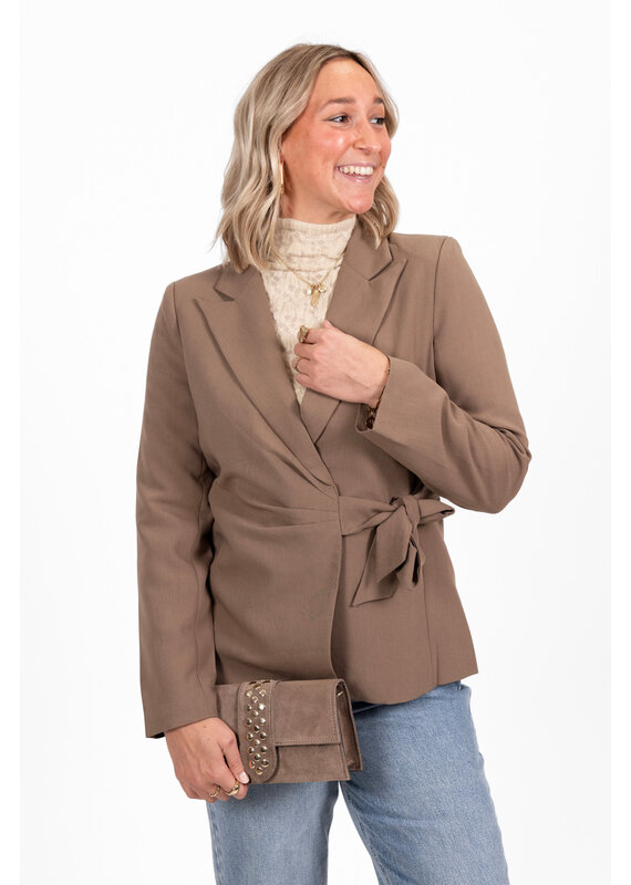 21Jewelz Overslag blazer met strik - taupe