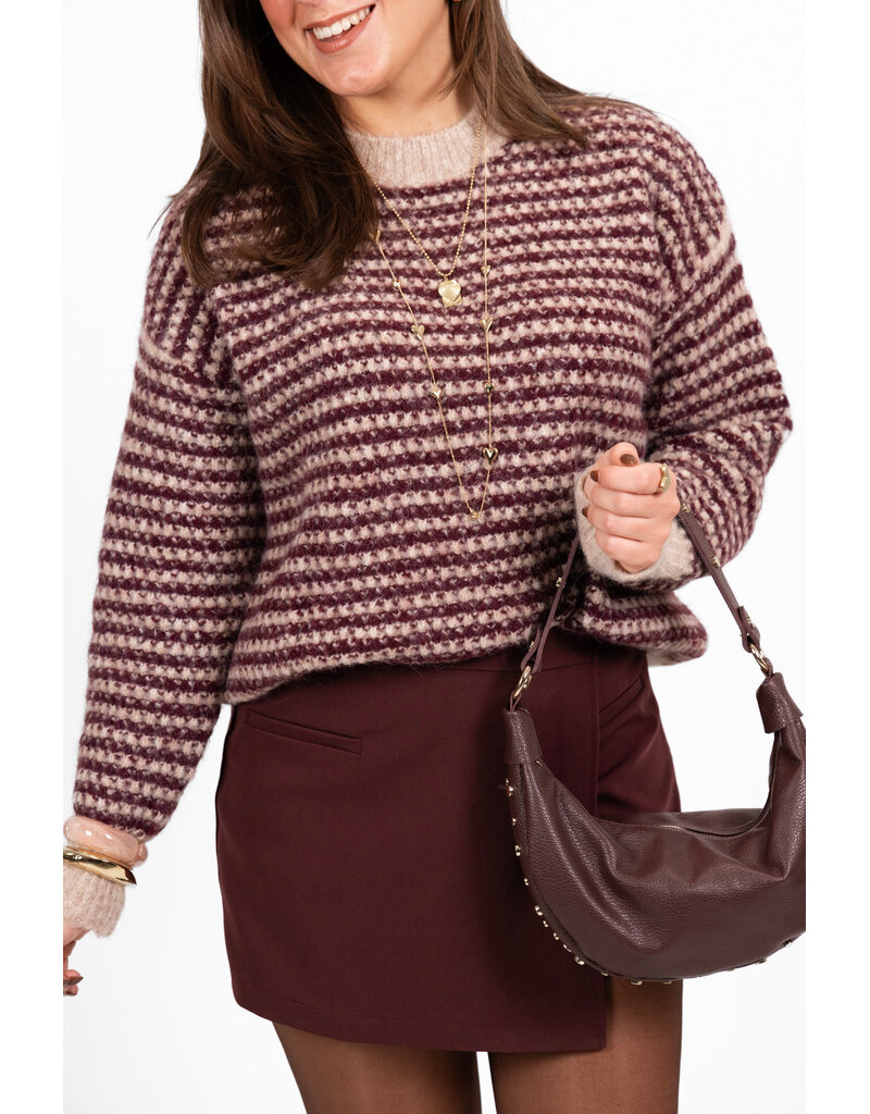 21Jewelz Gebreide trui met strepen - beige/bordeaux
