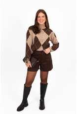 21Jewelz Geruite trui met hoge kraag - bruin/beige