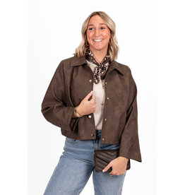 21Jewelz PU leren jasje met printje - bruin