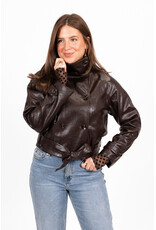 21Jewelz Leren korte trenchcoat - bruin