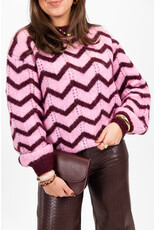 21Jewelz Gebreide trui met zigzag - bordeaux/roze