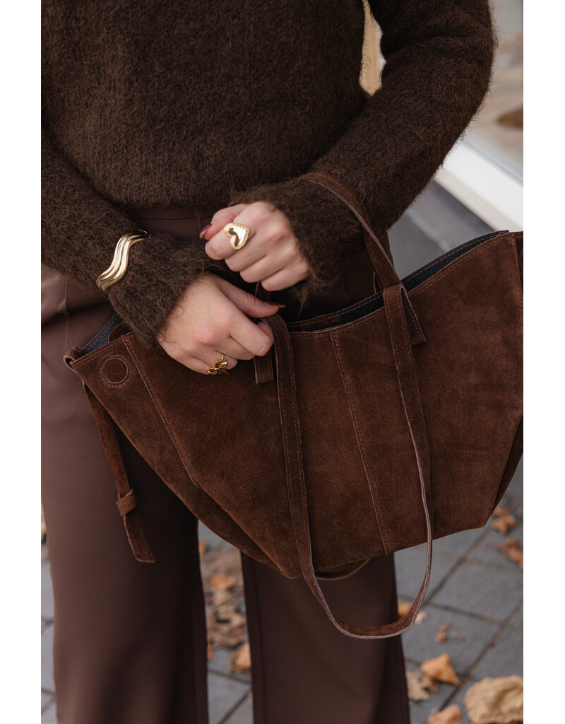 21Jewelz Suede shopper met dubbel hengsel - camel bruin