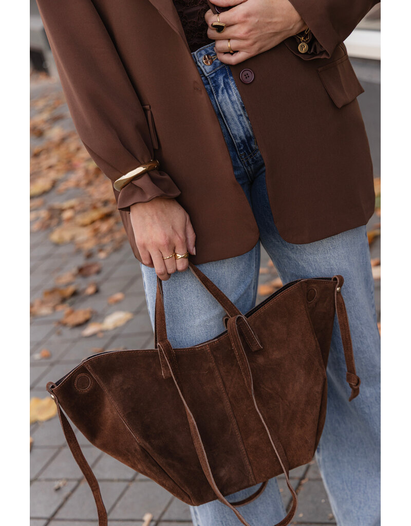 21Jewelz Suede shopper met dubbel hengsel - camel bruin