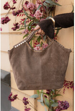 21Jewelz Suede shopper met gouden studs - taupe