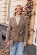 21Jewelz Suede tasje met gouden studs in het midden - taupe