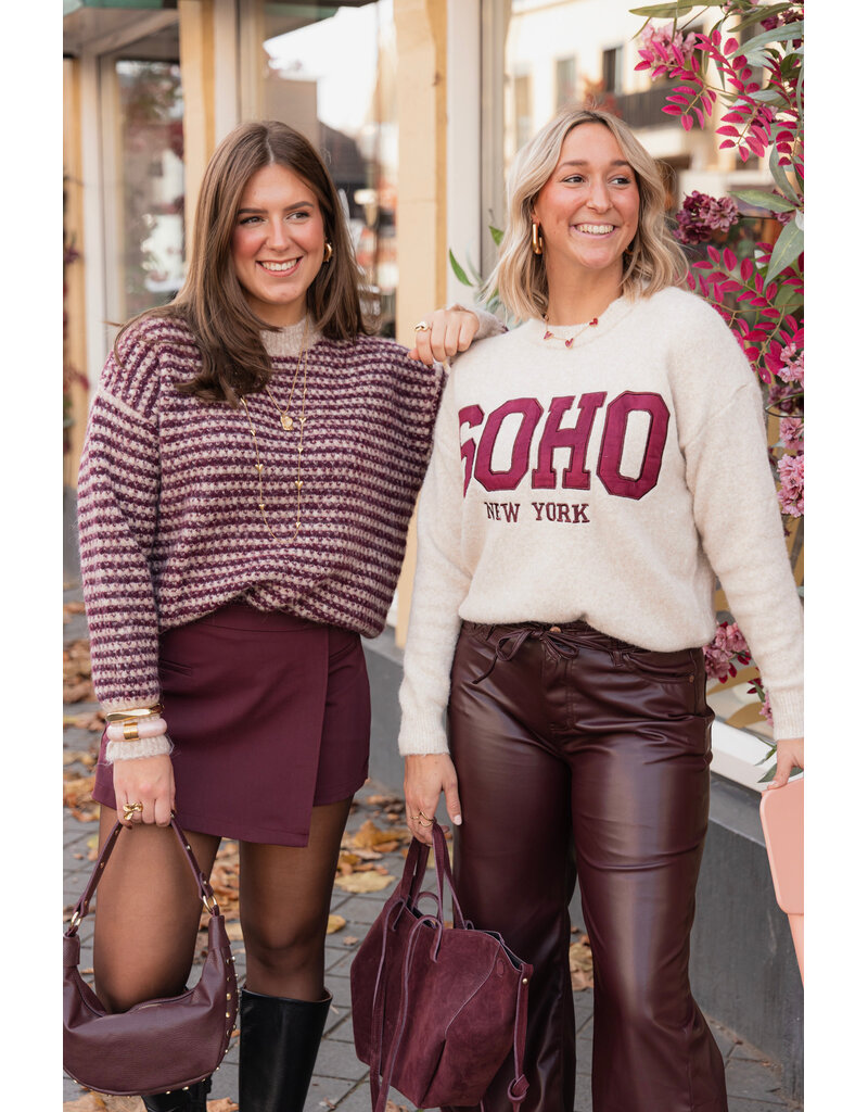 21Jewelz Gebreide trui met strepen - beige/bordeaux