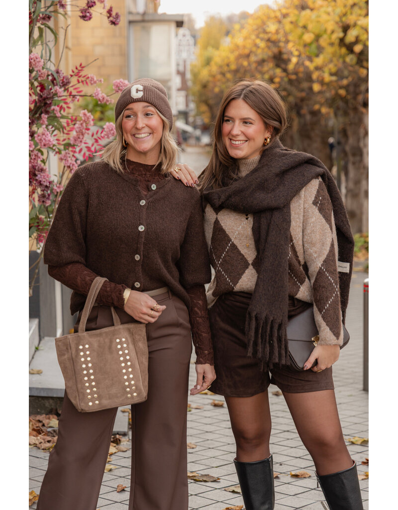 21Jewelz Geruite trui met hoge kraag - bruin/beige