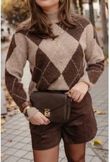 21Jewelz Geruite trui met hoge kraag - bruin/beige