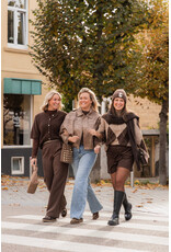 21Jewelz Geruite trui met hoge kraag - bruin/beige