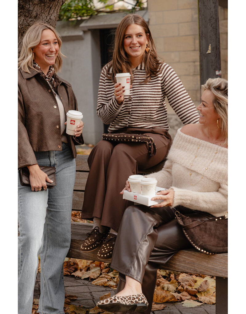 21Jewelz Pu leren broek met strik - bruin