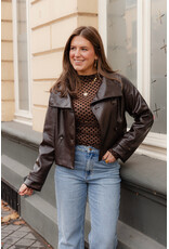 21Jewelz Leren korte trenchcoat - bruin