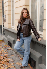 21Jewelz Leren korte trenchcoat - bruin