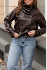 21Jewelz Leren korte trenchcoat - bruin