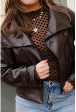 21Jewelz Leren korte trenchcoat - bruin