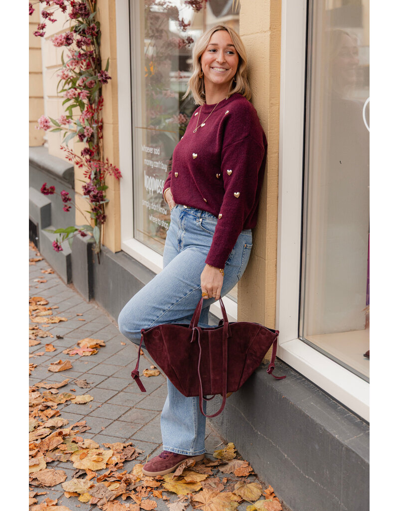 21Jewelz Suede shopper met dubbel hengsel - bordeaux