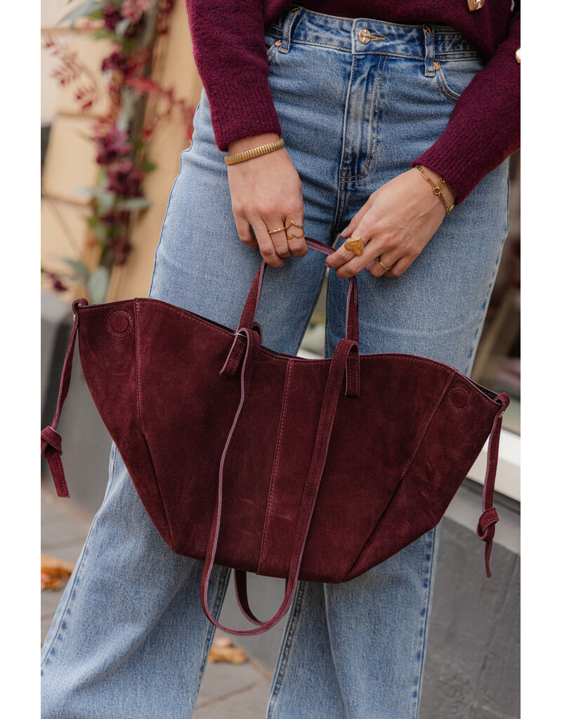 21Jewelz Suede shopper met dubbel hengsel - bordeaux