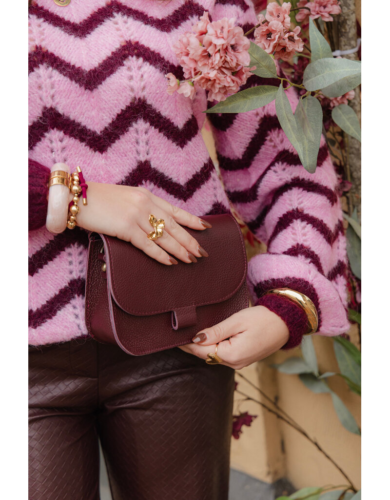 21Jewelz Gebreide trui met zigzag - bordeaux/roze