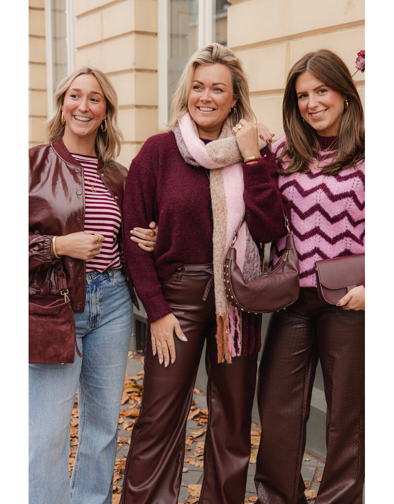 21Jewelz Gebreide trui met zigzag - bordeaux/roze