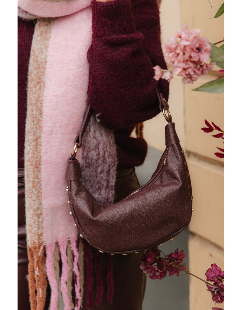 21Jewelz Leren tasje met gouden studs - bordeaux