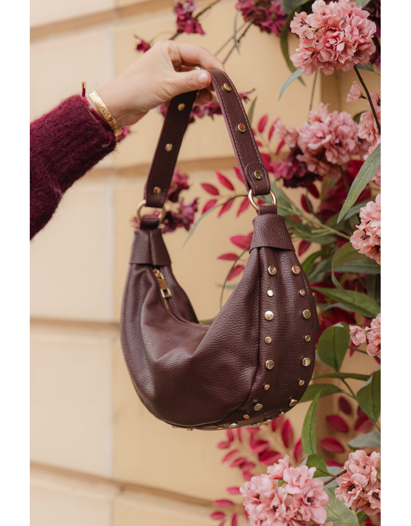 21Jewelz Leren tasje met gouden studs - bordeaux