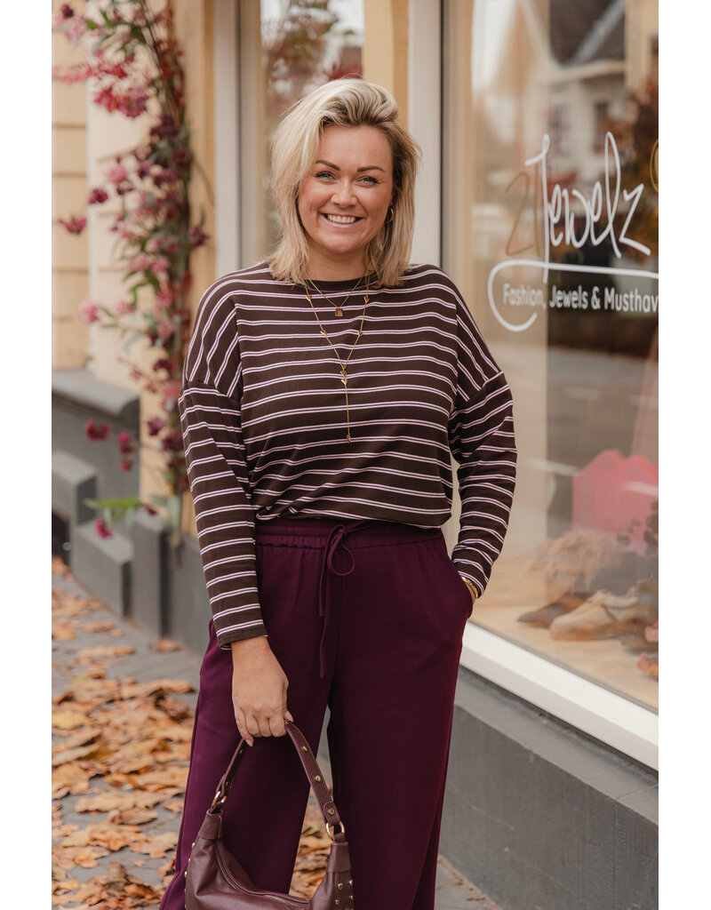 21Jewelz Gestreepte trui bruin roze