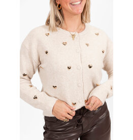 21Jewelz Vest met gouden studs hartjes - ecru