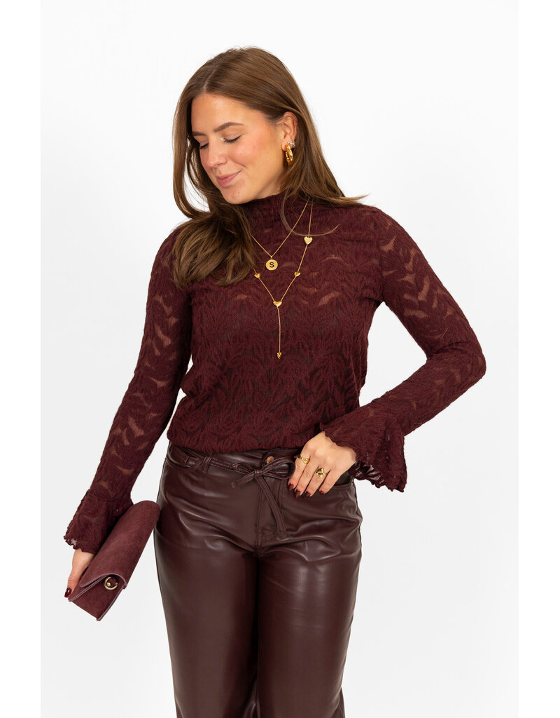 21Jewelz Top met print & uitlopend mouwtje - bordeaux