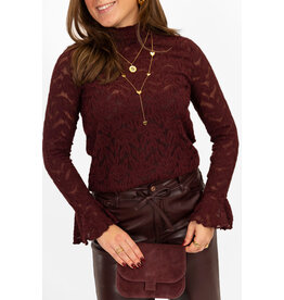 21Jewelz Top met print & uitlopend mouwtje - bordeaux